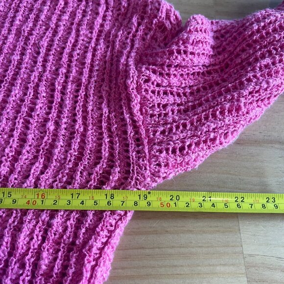 August Sky Anthro Womens Open Stitch Crewneck Sweater Small in Pink NWOT - Picture 7 of 9